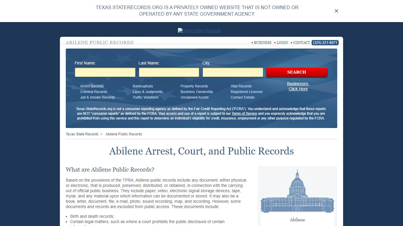 Abilene Arrest and Public Records | Texas.StateRecords.org